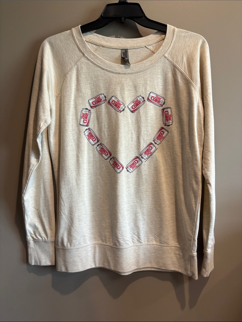 Cream Heart Graphic Sweater with Soda Can Motif